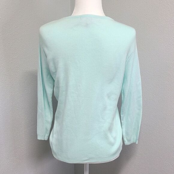 Gloria Vanderbilt Vintage Sweater Small Floral Lightweight Mint Green - Picture 3 of 8